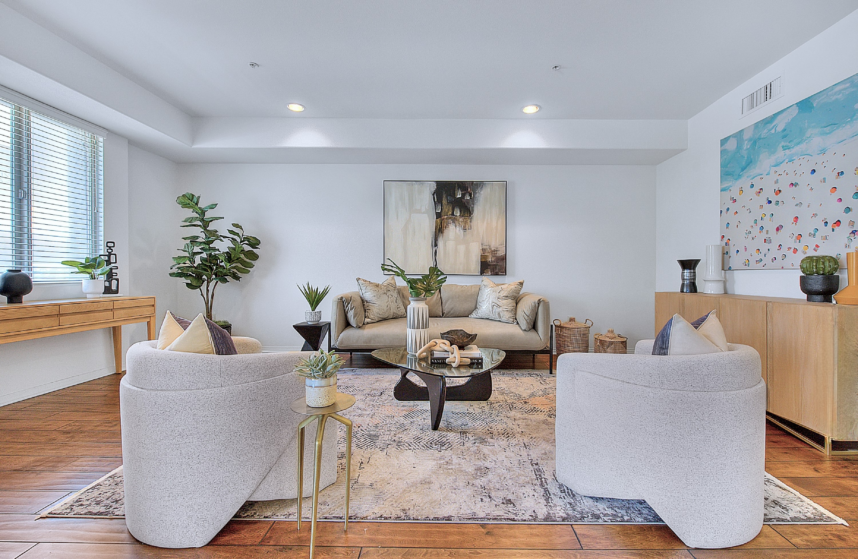 Staged downtown condo living room - home staging, Los Angeles