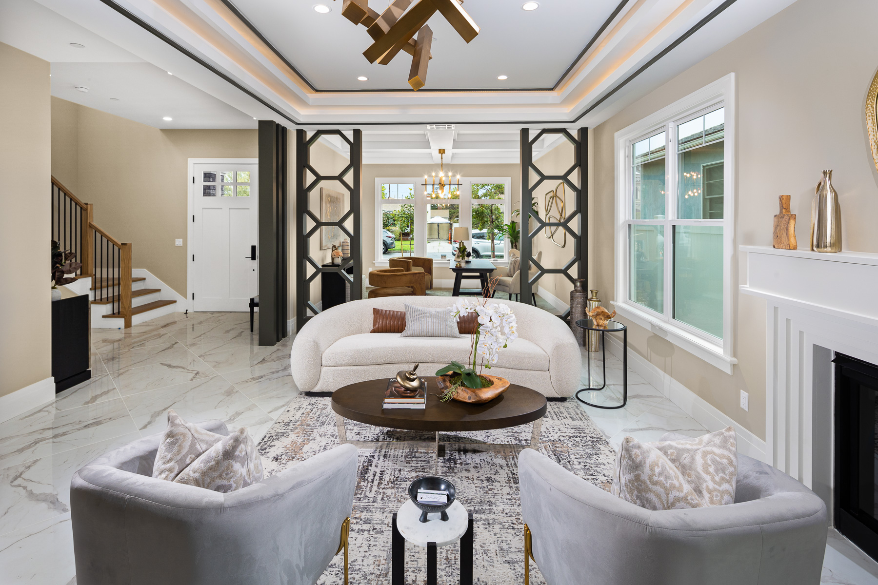 Staged formal living room - luxury vacant property staging, Greater Los Angeles