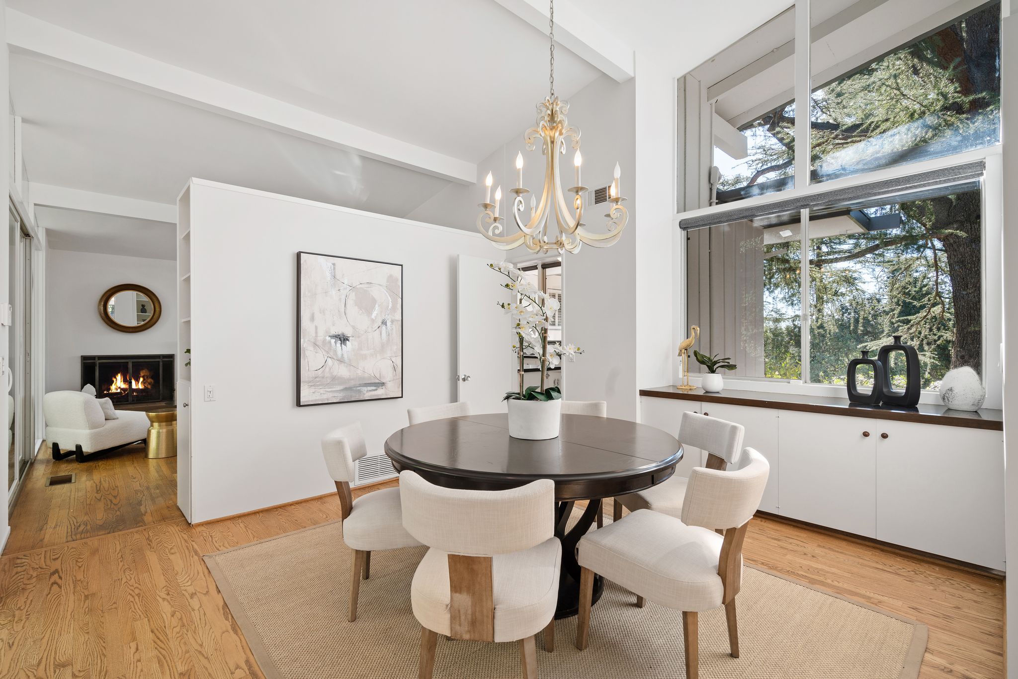 Staged midcentury dining room - home staging, Greater Los Angeles