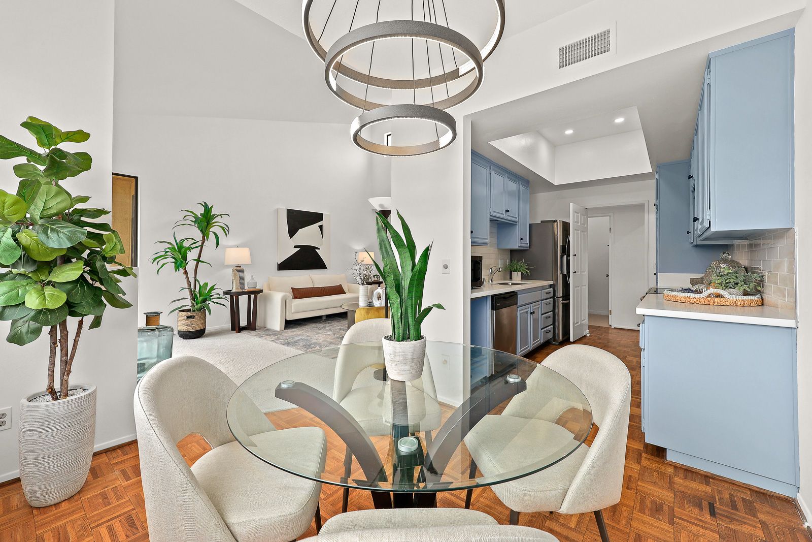 Staged dining and kitchen - condo home staging, Greater Los Angeles